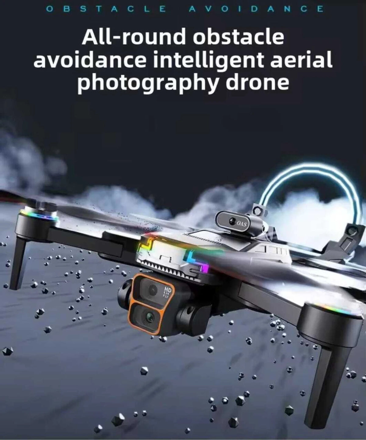Intelligent Aerial Photography Drone JS39P – Foldable Dual Camera Drone with Obstacle Avoidance, 90° Adjustable Lens & 4K Video