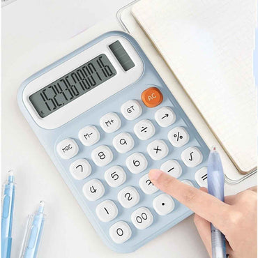 Kids Colorful Calculator 10-Digit LCD Display – Pastel Blue Aesthetic Calculator with Big Buttons, Soft-Touch Keys & Quick-Reset AC for Business, School & Home Office