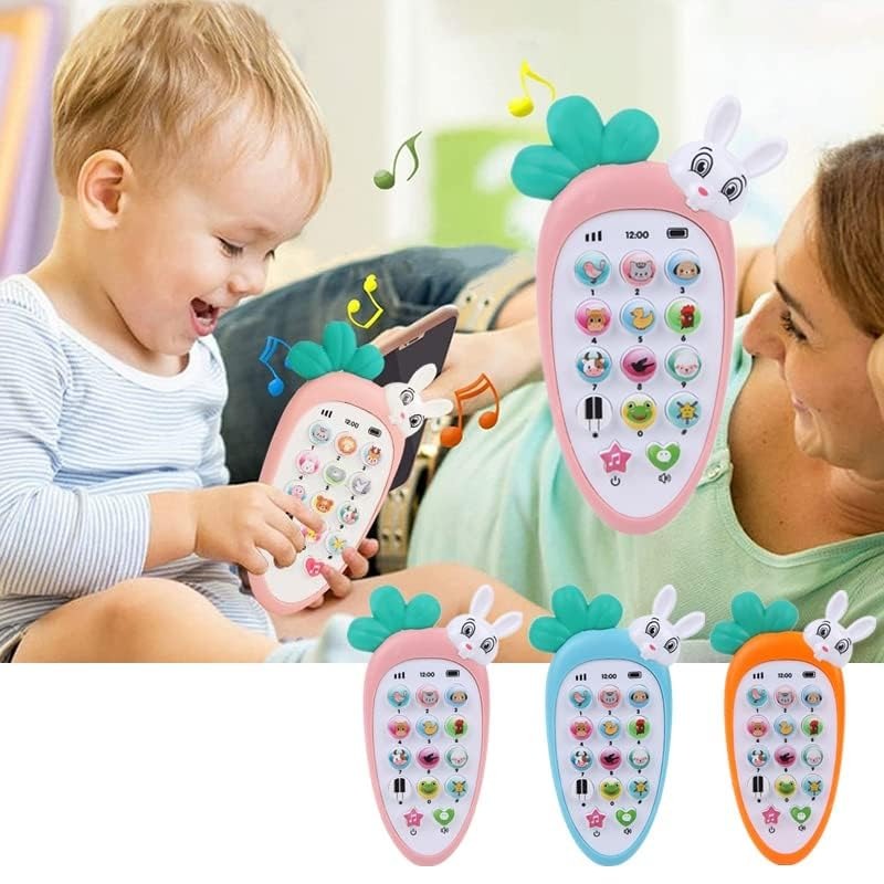 Cartoon Mobile Phone For Kids – Carrot Musical Cordless Toy Phone with Lights & Sound Effects for Toddlers 1+ (Multicolour)