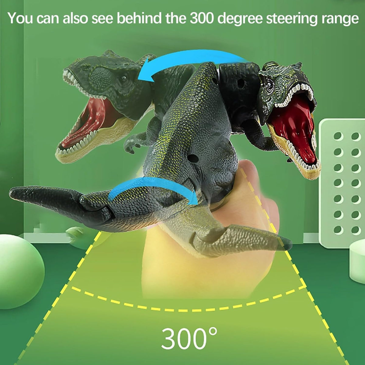 Trigger T-Rex Dinosaur Toy with Sound & Light – Handheld Roaring Dinosaur with Biting Action, Moving Head & Tail for Kids 3+