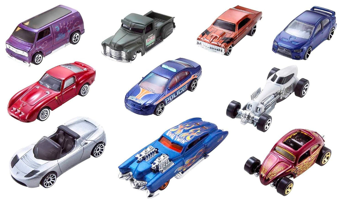 Hot Wheels Alloy Cars For Kids – 10-Car Gift Pack, 1:64 Scale Assorted Die-Cast Metal Toy Cars for Ages 3+