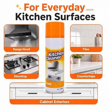 Kitchen Foam Cleaner Spray 500ml – Heavy-Duty Grease & Stain Remover for Chimney, Exhaust Fan, Gas Stove, Oven & Tiles with Lemon Fresh Finish