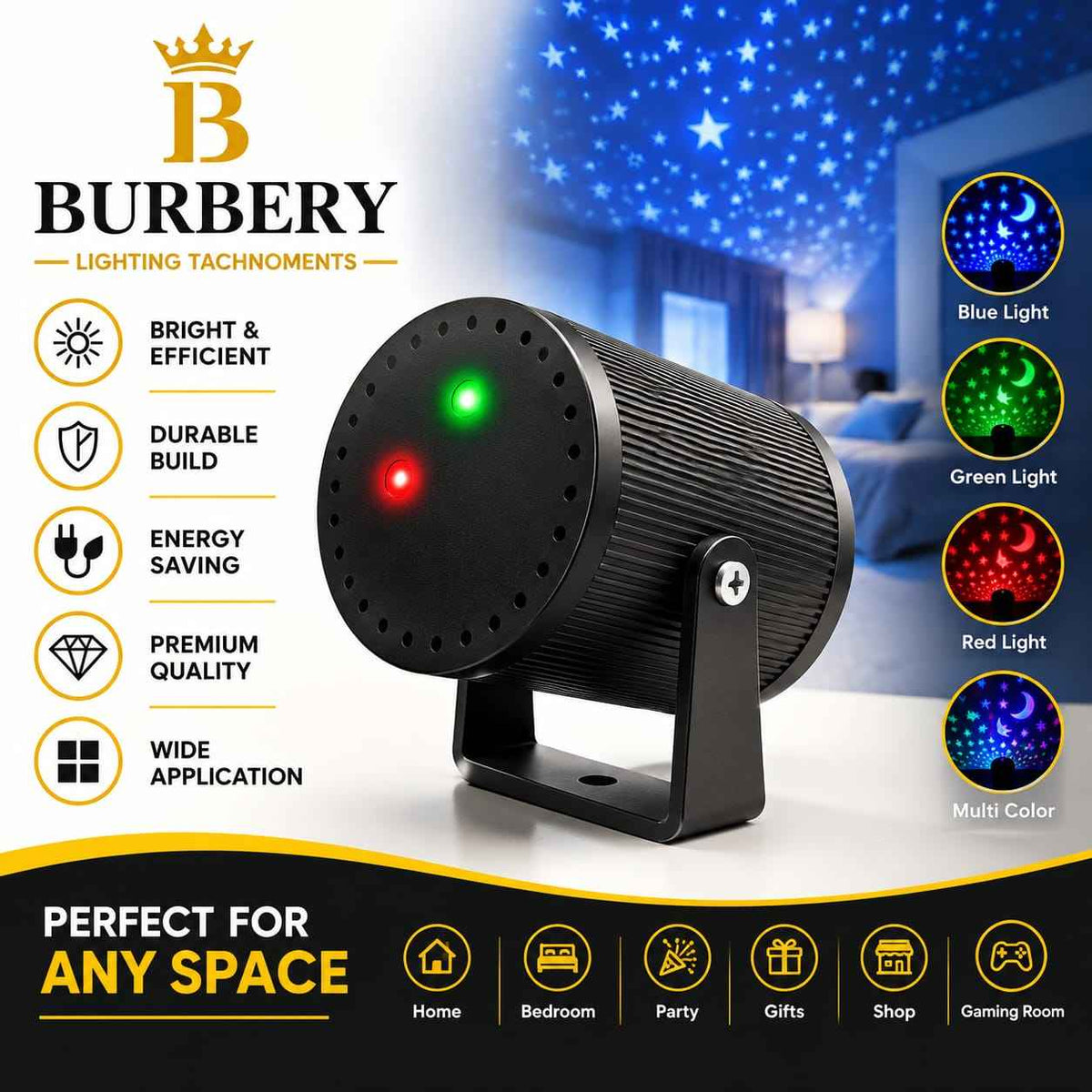 LED Laser Light Projector – Red & Green Party Light for Diwali Nights, Parties & Home Decoration