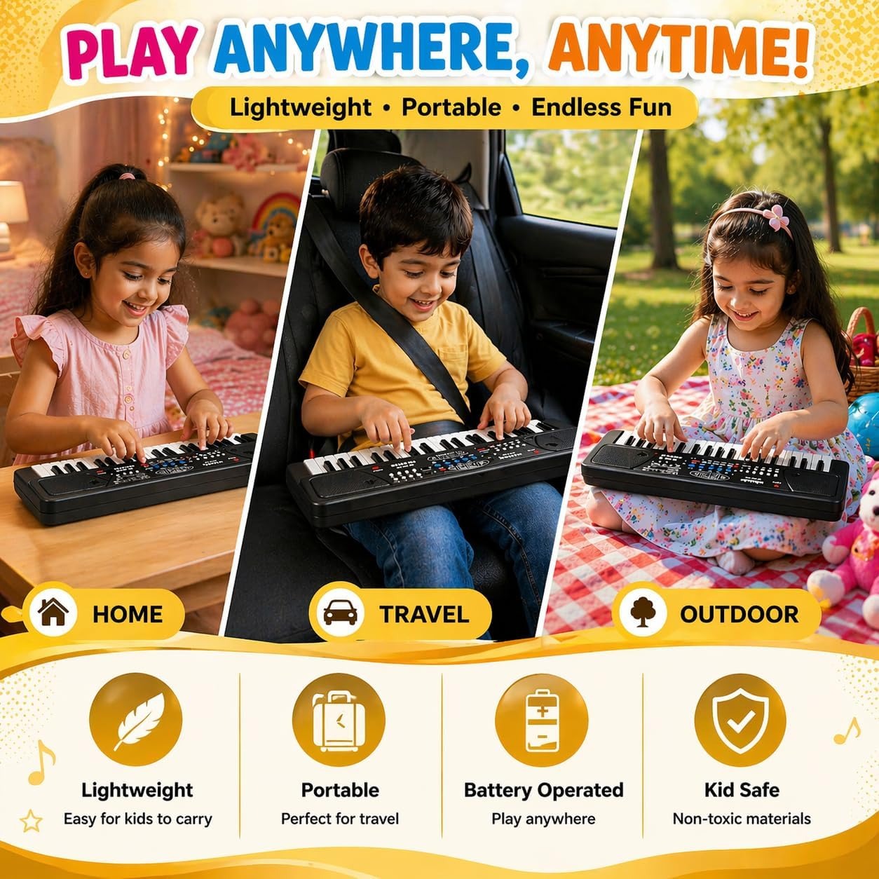 Kids Piano Keyboard with Microphone 37 Keys