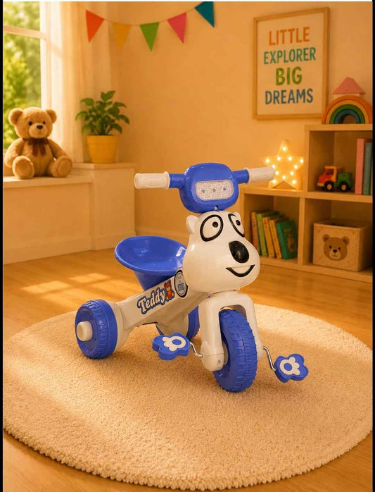 Little Explorer Bear Kids Tricycle - Premium Blue Ride-On