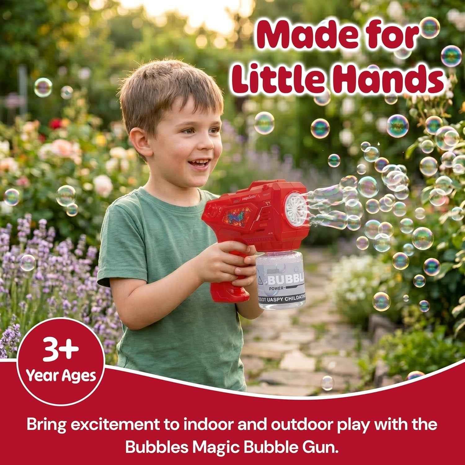 15-Hole LED Bubble Gun for Kids