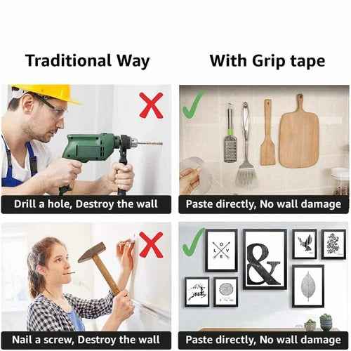 Nano Grip Double Sided Tape 10mm x 3m – Reusable Transparent Acrylic Gel Mounting Tape, Washable & Water-Resistant for Wall, Car, Cable & Office Use