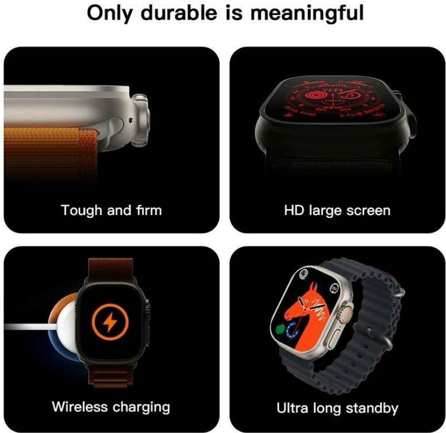T800 Ultra Smart Watch – 1.99 Inch Bluetooth Calling Smartwatch with Heart Rate, Sleep & Sport Modes, IP67 Water Resistant (Orange Strap)