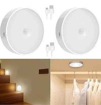 Motion Sensor LED Light – Battery Powered, Auto On/Off, Round White Lamp for Wardrobes, Stairs & Cupboards