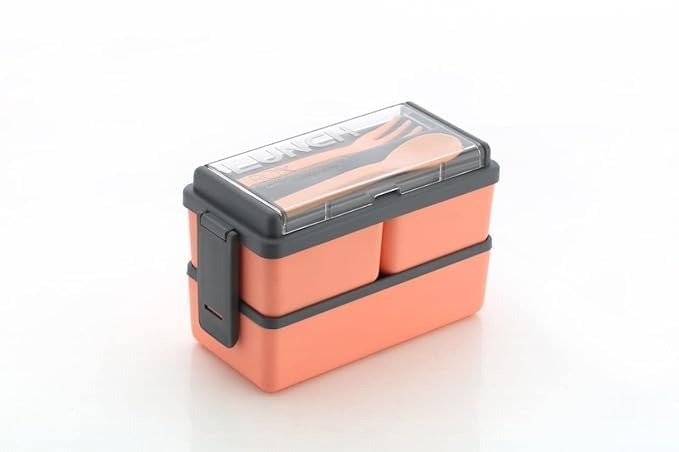 DOUBLE LAYER LUNCH BOX 3 Compartment – Leakproof Tiffin with Spoon & Fork, BPA Free, Microwave Safe for Office, School & Travel