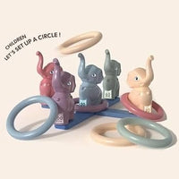 Ferrule Game Teaching In Fun For Kids – Elephant Ring Toss Game Set with 5 Pastel Elephants & 5 Rings for Indoor & Outdoor Play, Ages 3+