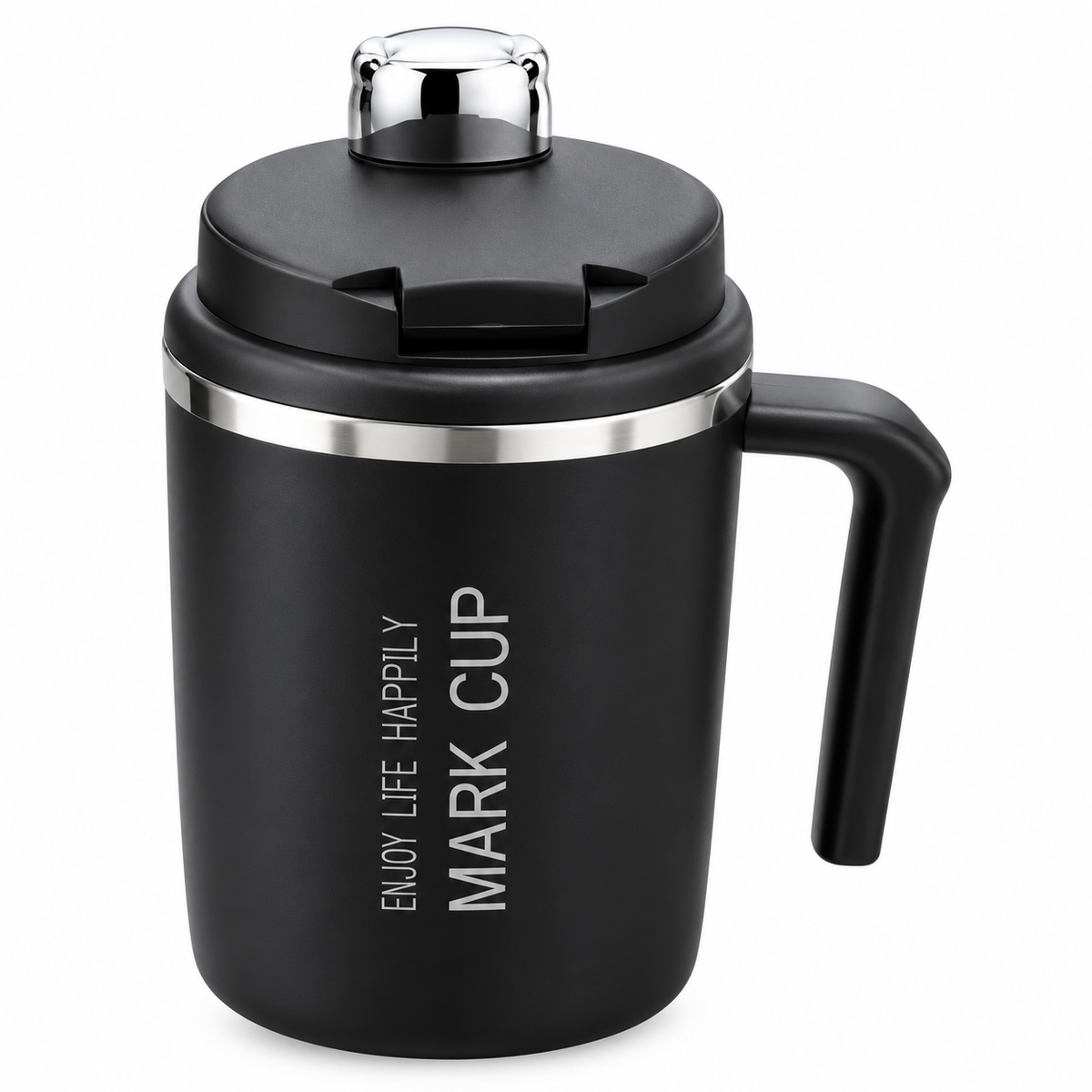 Bear Head Mug – Matte Black Insulated Mug with Bear-Shaped Lid & Handle