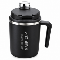 Bear Head Mug – Matte Black Insulated Mug with Bear-Shaped Lid & Handle