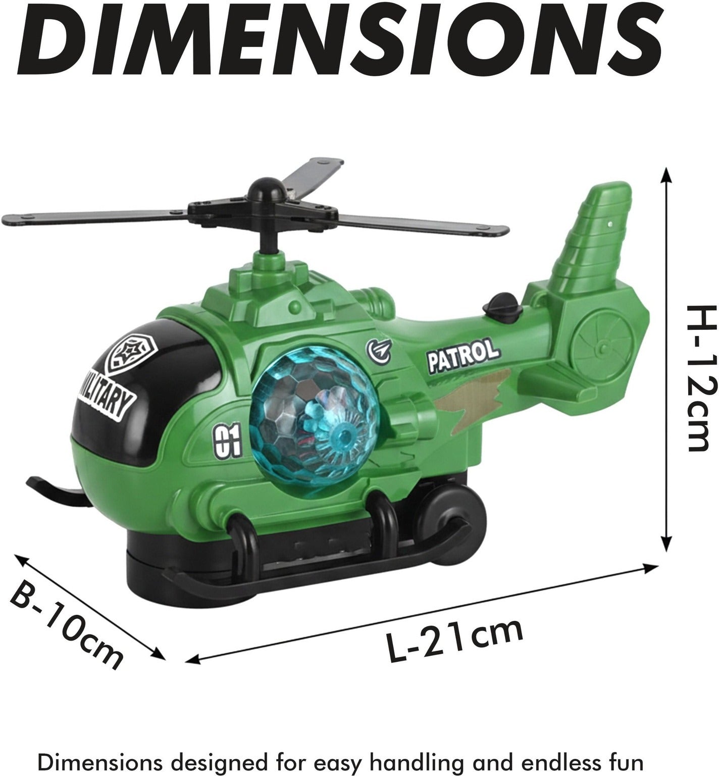 Bump-and-Go Military Helicopter Toy