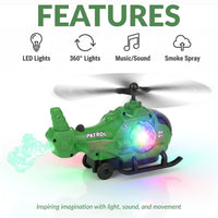 Bump-and-Go Military Helicopter Toy