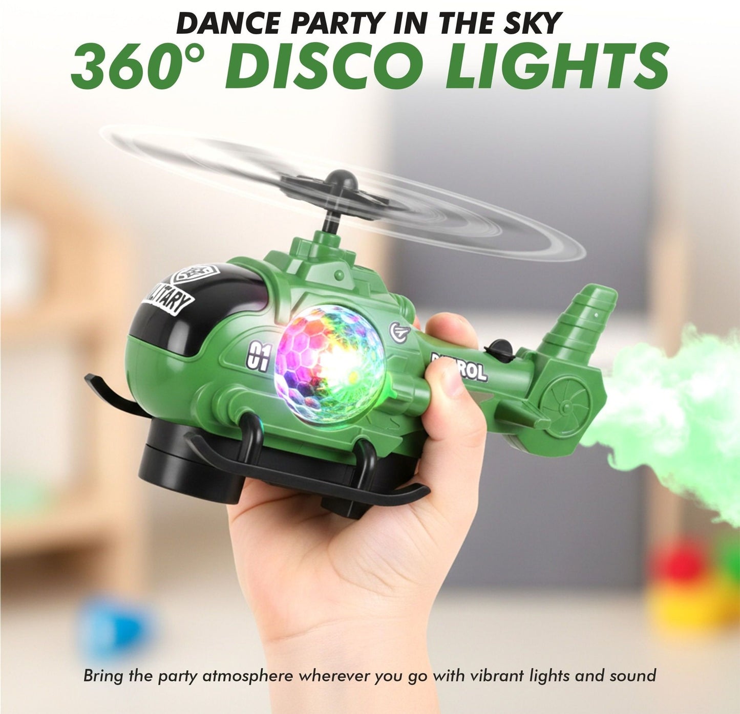 Bump-and-Go Military Helicopter Toy