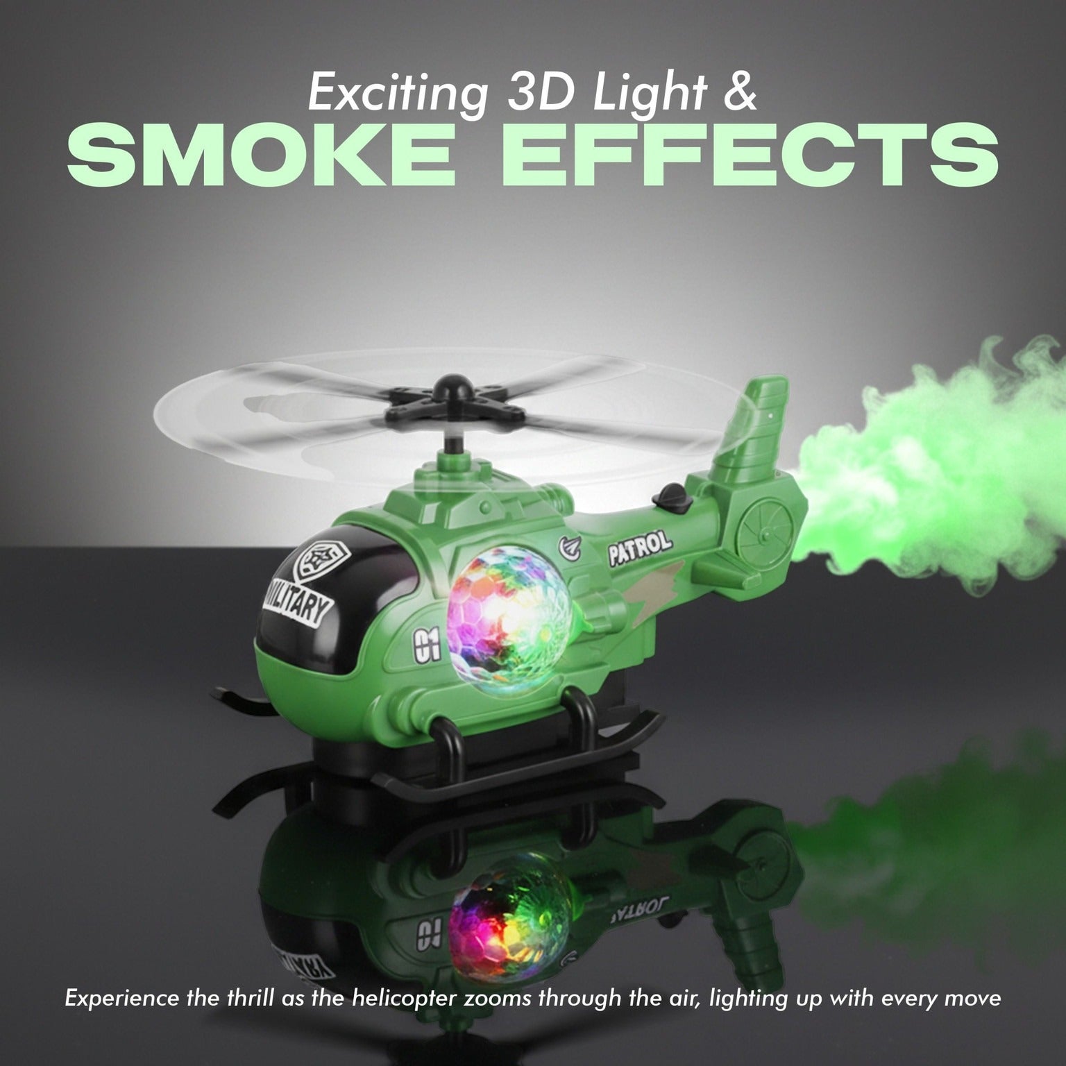 Bump-and-Go Military Helicopter Toy