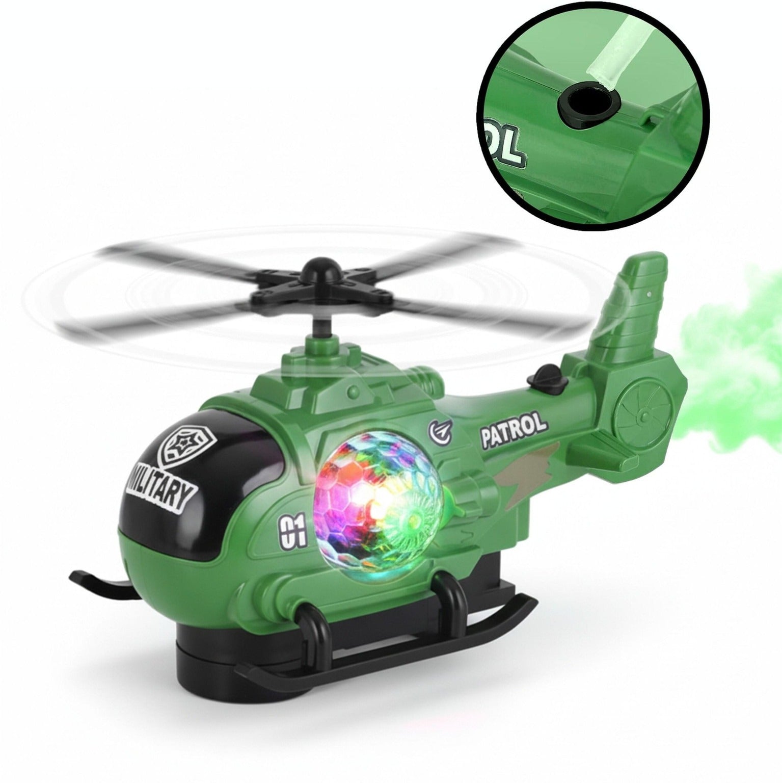 Bump-and-Go Military Helicopter Toy