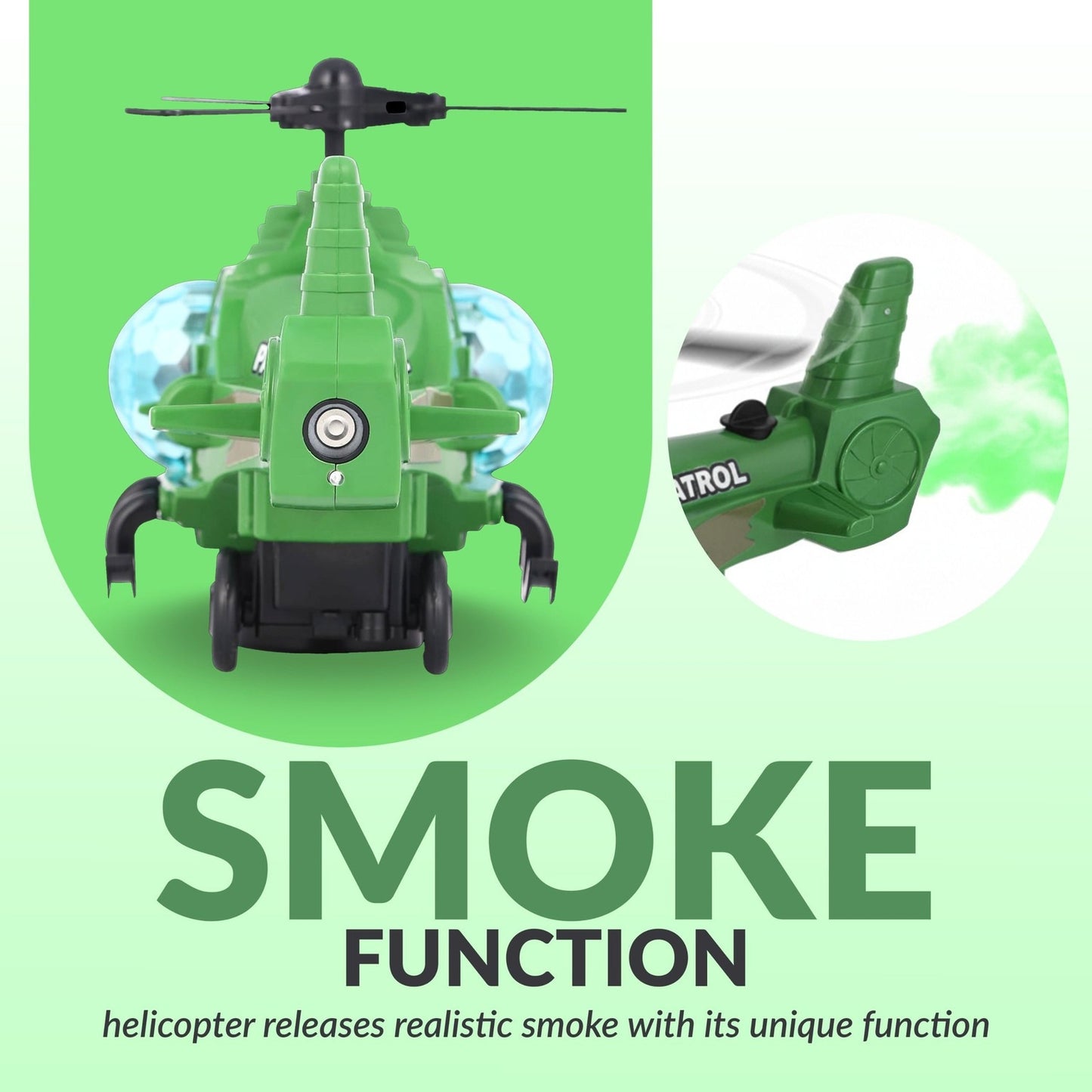 Bump-and-Go Military Helicopter Toy