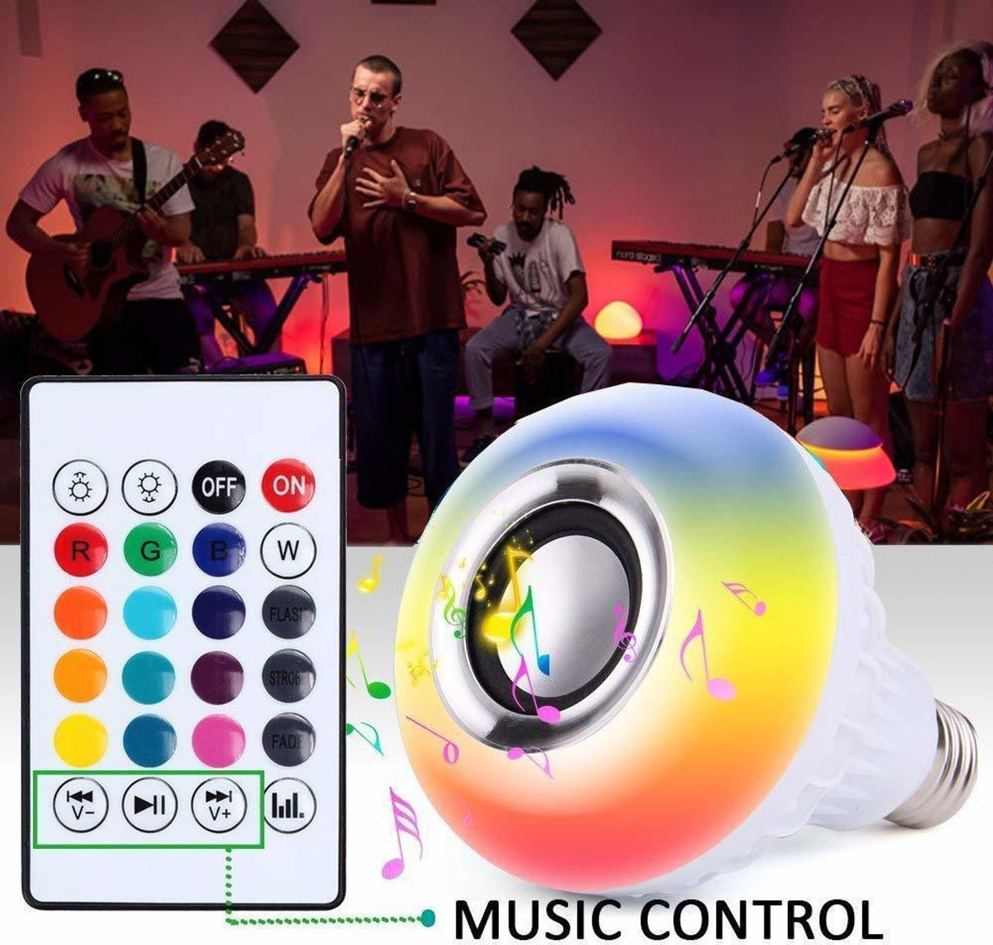 3-in-1 Bluetooth Music LED Bulb with Speaker