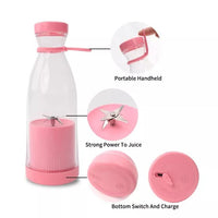 Portable Blender Bottle 350ml USB Rechargeable – Mini Juicer Cup with 4 Stainless Steel Blades, One-Touch Start & Carry Handle for Shakes, Smoothies & Juice