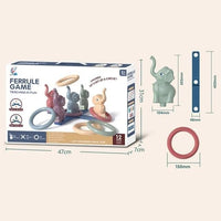 Ferrule Game Teaching In Fun For Kids – Elephant Ring Toss Game Set with 5 Pastel Elephants & 5 Rings for Indoor & Outdoor Play, Ages 3+