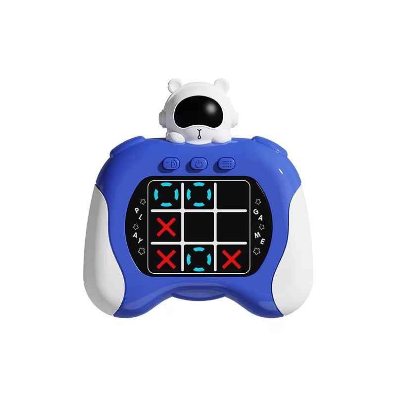 Kids Finger Game 9-in-1 Electronic Tic-Tac-Toe Handheld Console – Blue Astronaut Bear Design with Digital Display & Simple Controls for Kids on the Go