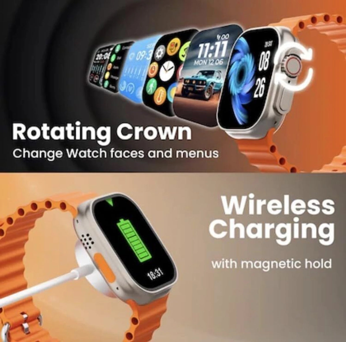 Ultra -3- 7 in 1 Strap Watch – 2.01" Touch Smartwatch with 7 Interchangeable Straps for Men & Women