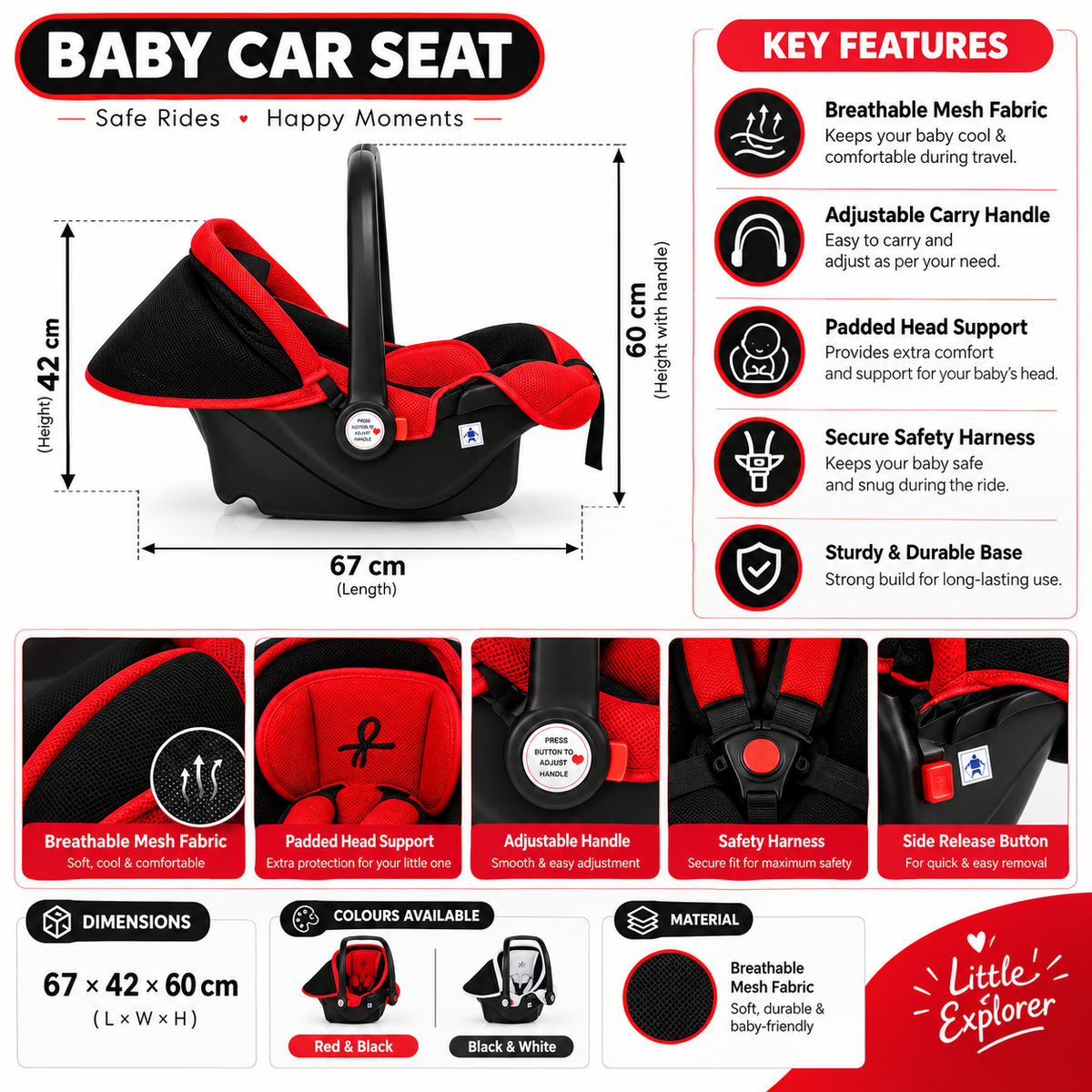 Cozy Baby Carry Cot with Canopy - 4 in 1 Multi Purpose
