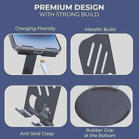Metal Mobile Stand for Desk – 360° Rotating Foldable Phone & Tablet Holder, Adjustable Height, Anti-Slip Base, Portable Black