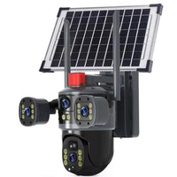 Ai Solar Camera 3in1 – 5MP Triple Lens 4G SIM Outdoor Security Camera with 360° Pan, Colour Night Vision & AI Human Detection (Black)