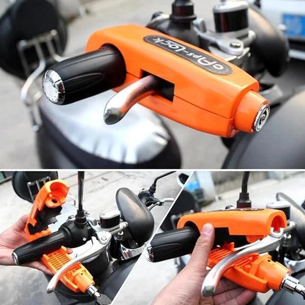 Motorcycle Handlebar Lock Anti-Theft Bike Brake Security Lock – Universal Brake Lever Grip Lock for Bikes, Scooters & Bicycles (1 Pc)