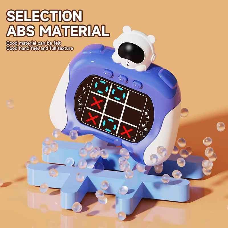 Kids Finger Game 9-in-1 Electronic Tic-Tac-Toe Handheld Console – Blue Astronaut Bear Design with Digital Display & Simple Controls for Kids on the Go