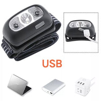 LED Charge Headlamp Long Range – Motion Sensor USB Rechargeable Waterproof Head Lamp with 4 Modes for Camping, Fishing & Cycling