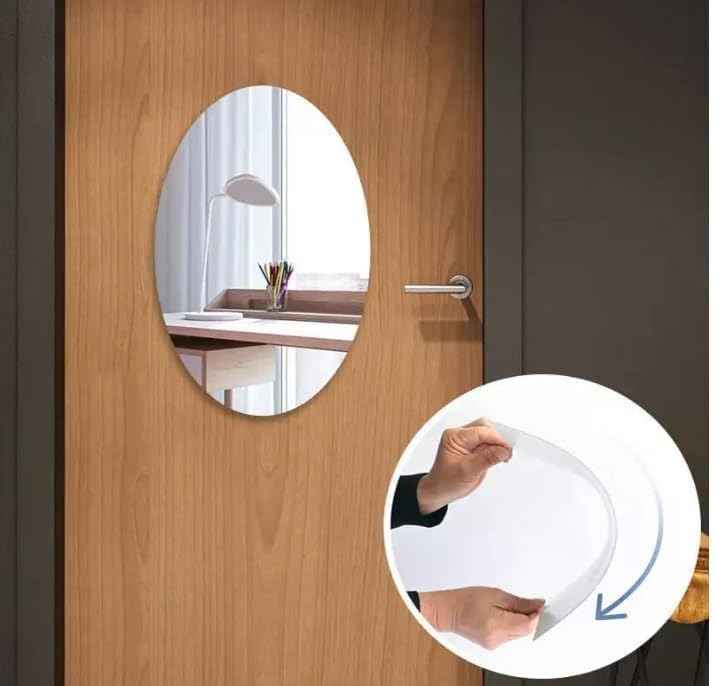 Self-Adhesive Wall Mirror Stickers – Break-Resistant Acrylic-Style Mirror Tiles in Oval & Rectangle for Bathroom, Bedroom & Living Room