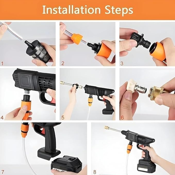 Cordless High-Pressure Washer 48V – Dual Battery Rechargeable Car Washer Gun with Adjustable Nozzle for Car, Bike, Patio & Home Cleaning