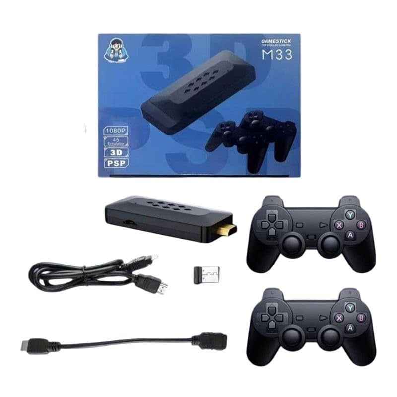 Gamestick Controller Gampad -M33 – 2.4G Wireless Retro Game Stick with 4K HDMI Output, 2 Gamepads & 30,000+ Preloaded Games for Adults & Kids