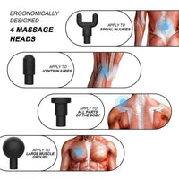 4 in 1 Massage Gun for Pain Relief – Deep Tissue Body Massager with 4 Heads, 6 Speed Levels, Turbo Mode & Type-C Fast Charging for Back, Neck, Shoulder & Full Body