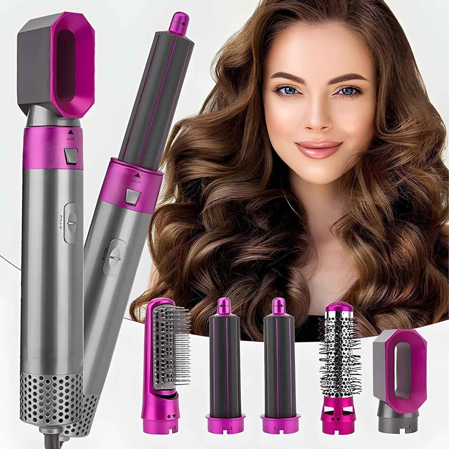 5-in-1 Hot Air Styler – Multi-Function Blow Dryer Brush, Straightener & Curler for Home Styling