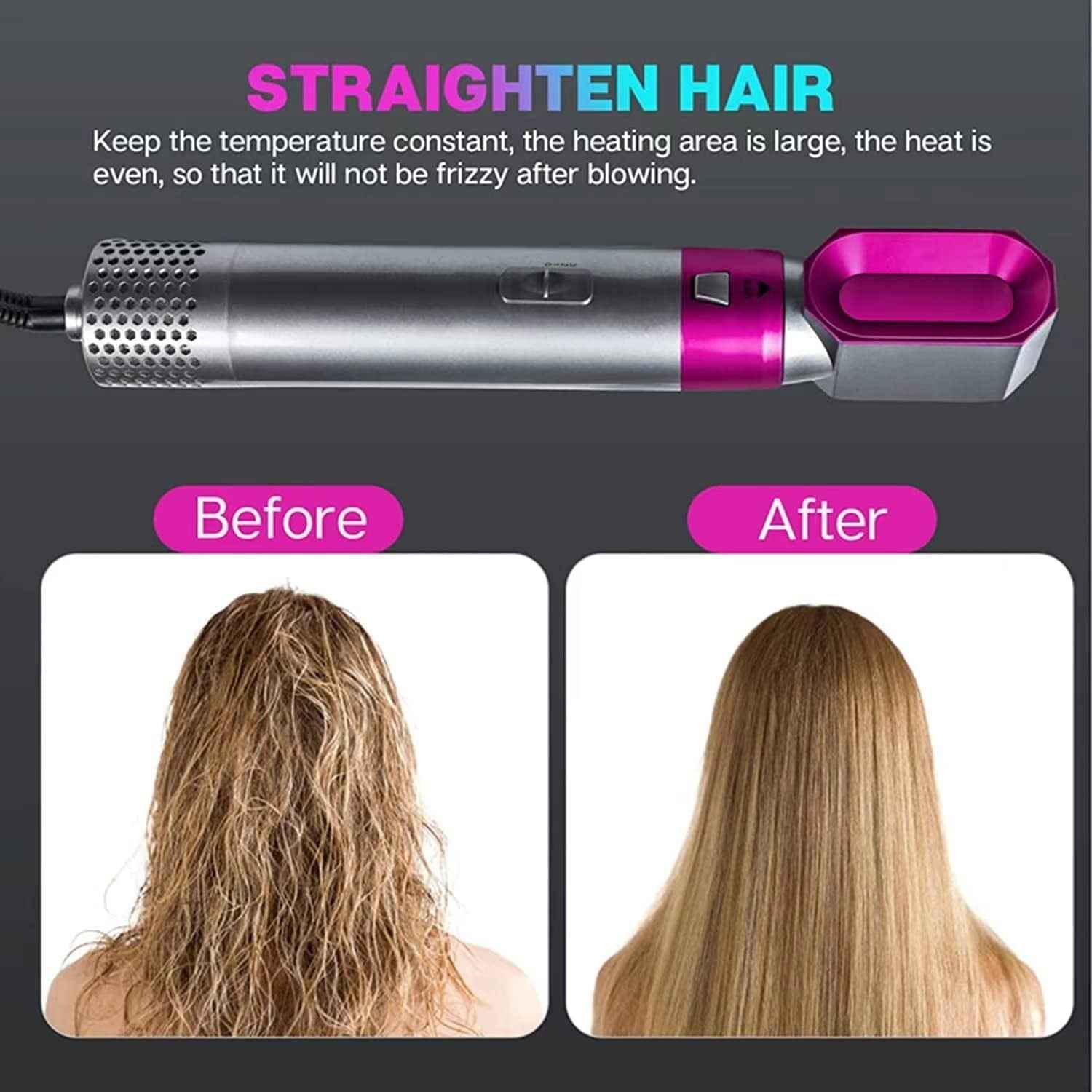 5-in-1 Hot Air Styler – Multi-Function Blow Dryer Brush, Straightener & Curler for Home Styling