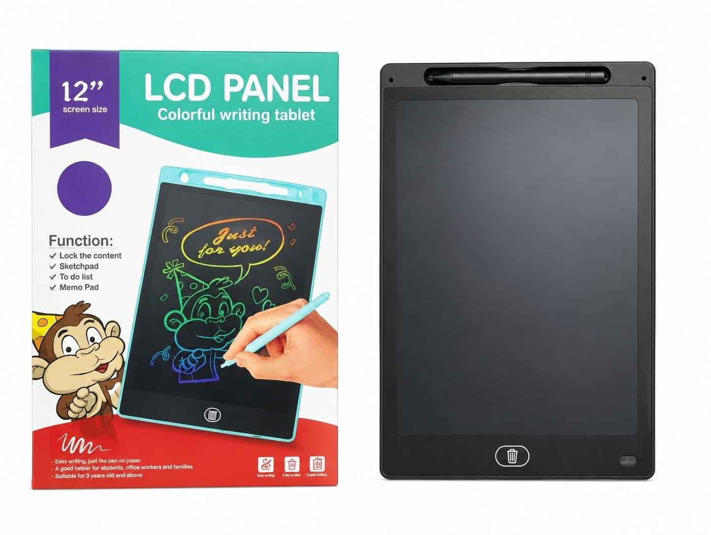 LCD Panel Writing Tablet – Reusable Digital Drawing & Writing Slate for Kids & Adults (8.5 Inch / 12 Inch)