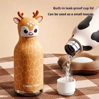 ChicuTom 3D Animal Stainless Steel Water Bottle 480ML – Leak-Resistant Reusable Bottle for Kids & Adults, School, Sports & Travel