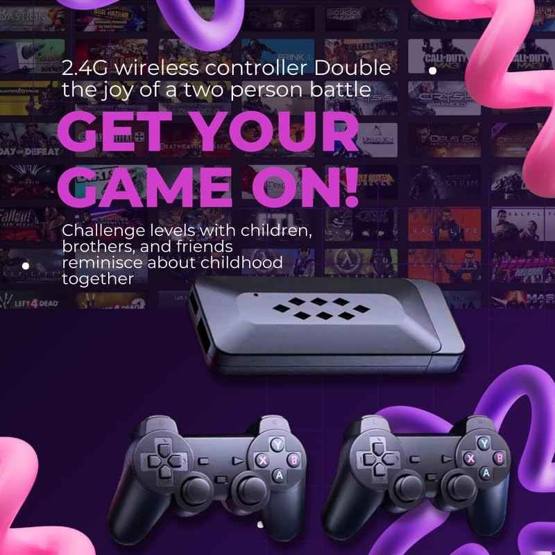 Gamestick Controller Gampad -M33 – 2.4G Wireless Retro Game Stick with 4K HDMI Output, 2 Gamepads & 30,000+ Preloaded Games for Adults & Kids