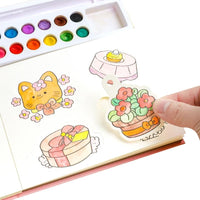 Drawing Book for Kids — Water-Activated Painting Set with Brush & 12 Watercolour Blocks for Ages 3+
