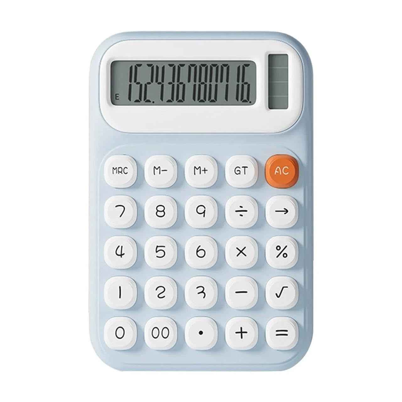 Kids Colorful Calculator 10-Digit LCD Display – Pastel Blue Aesthetic Calculator with Big Buttons, Soft-Touch Keys & Quick-Reset AC for Business, School & Home Office