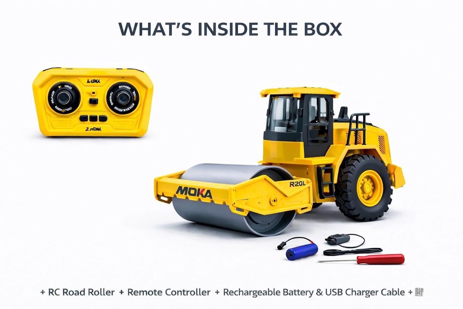 MOKA R25R Kids Remote Control Road Roller Toy