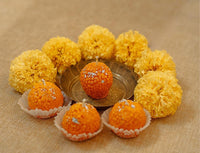 Motichur Ladoo Decorative Candle Set Pack of 4 – Traditional Indian Sweet-Shaped Festive Candles for Diwali, Pooja & Home Decor