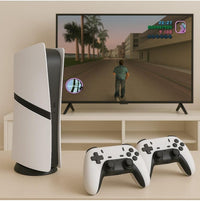 GS5 Pro Wireless Retro Gaming Console – 4K HDMI TV Game Stick with 2 Wireless Controllers, 64GB & 53 Built-In Systems for All Ages (White)