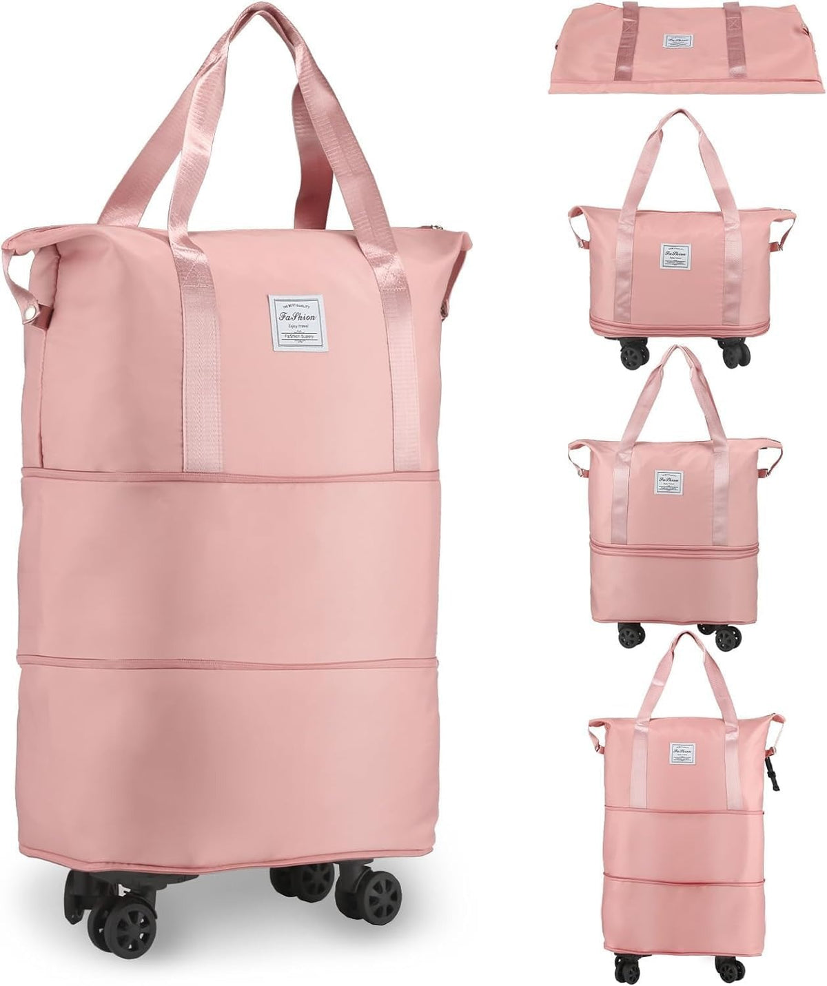 Foldable Travel Bag with Wheels – Expandable Duffle Bag with Smooth-Rolling Wheels, Zipper Closure & Adjustable Shoulder Strap, Water-Resistant Travel Duffel