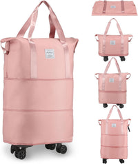 Foldable Travel Bag with Wheels – Expandable Duffle Bag with Smooth-Rolling Wheels, Zipper Closure & Adjustable Shoulder Strap, Water-Resistant Travel Duffel